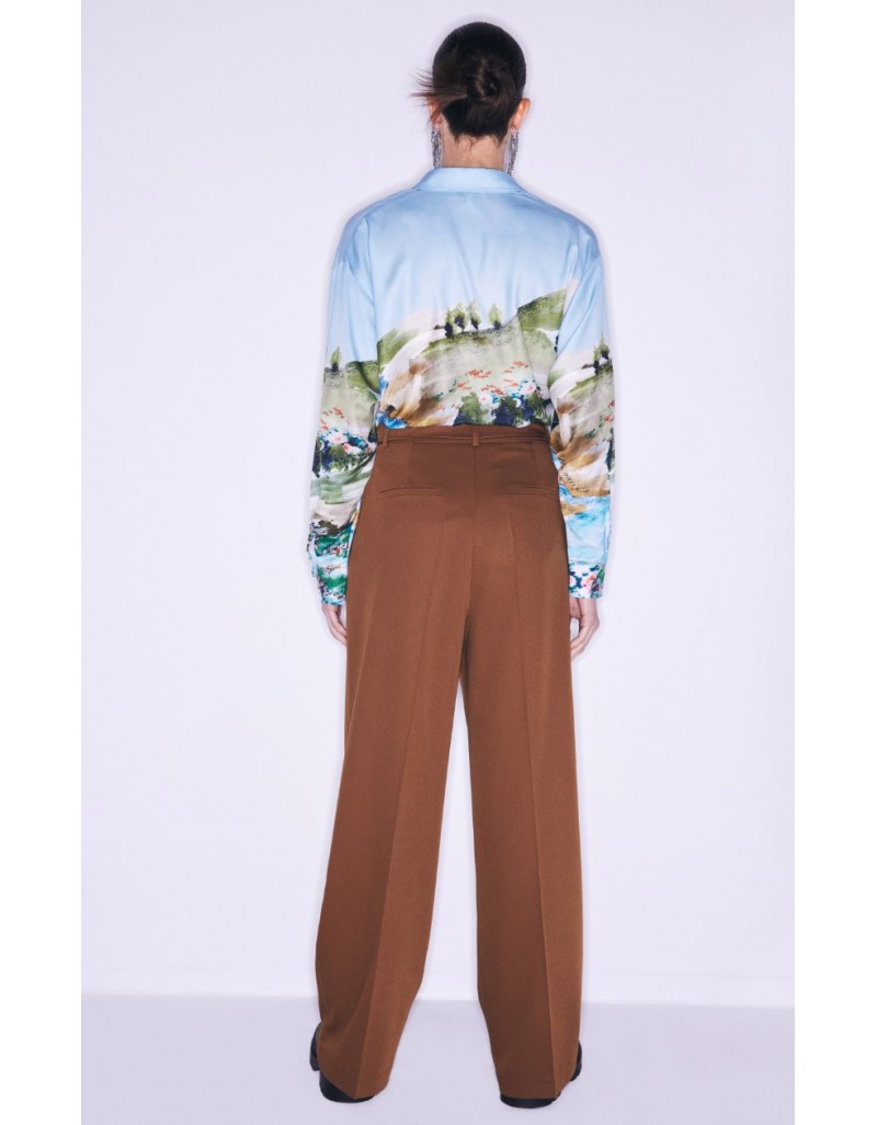 Belted Wide Leg Fit Trousers