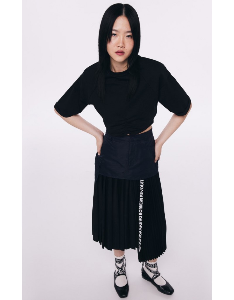 Asymmetric Pleated Skirt